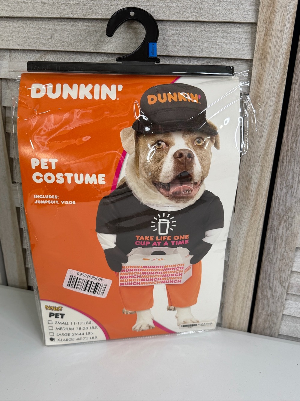SPIRIT-Dunkin' Dog Halloween Costume Large Breed Dog Size XL (45-75lbs)